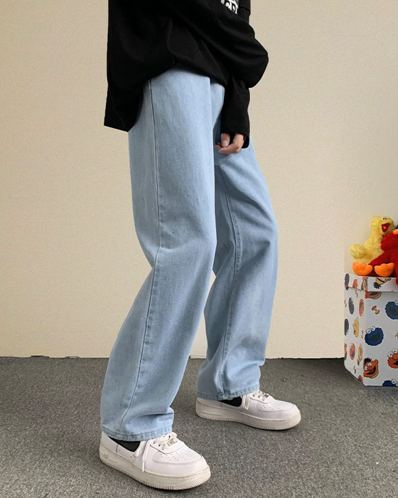 Light Blue Loose Jeans - Y2K Summer & 90s Fashion, Grunge, Retro, Hip Hop, Pastel Goth Outfits