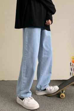 Light Blue Loose Jeans - Y2K Summer & 90s Fashion, Grunge, Retro, Hip Hop, Pastel Goth Outfits