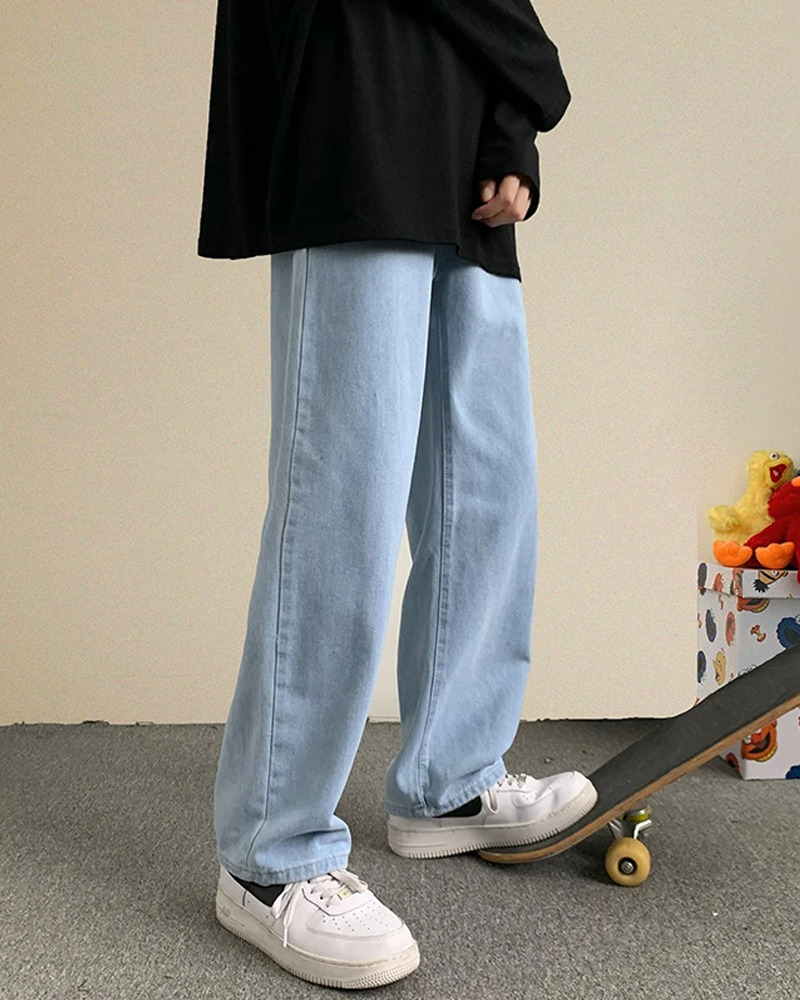 Light Blue Loose Jeans - Y2K Summer & 90s Fashion, Grunge, Retro, Hip Hop, Pastel Goth Outfits