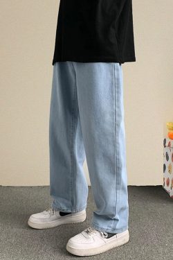 Light Blue Loose Jeans - Y2K Summer & 90s Fashion, Grunge, Retro, Hip Hop, Pastel Goth Outfits