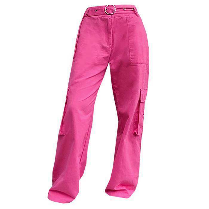 Light Pink Cargo Pants - Y2K Summer Grunge Outfit, 90s Fashion, Retro Style, Y2K Club & Party Look