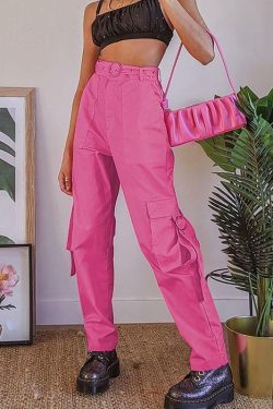 Light Pink Cargo Pants - Y2K Summer Grunge Outfit, 90s Fashion, Retro Style, Y2K Club & Party Look