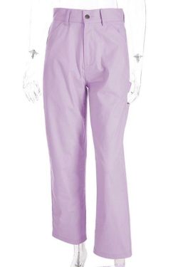 Lilac Cargo Pants - Y2K Summer Grunge Outfit, 90s Fashion, Retro Style, Y2K Club & Party Look