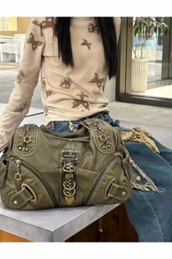Lillyann Retro Green Shoulder Bag - Y2K Summer, 90s Fashion, Grunge, Pastel Goth, Y2K Popstar