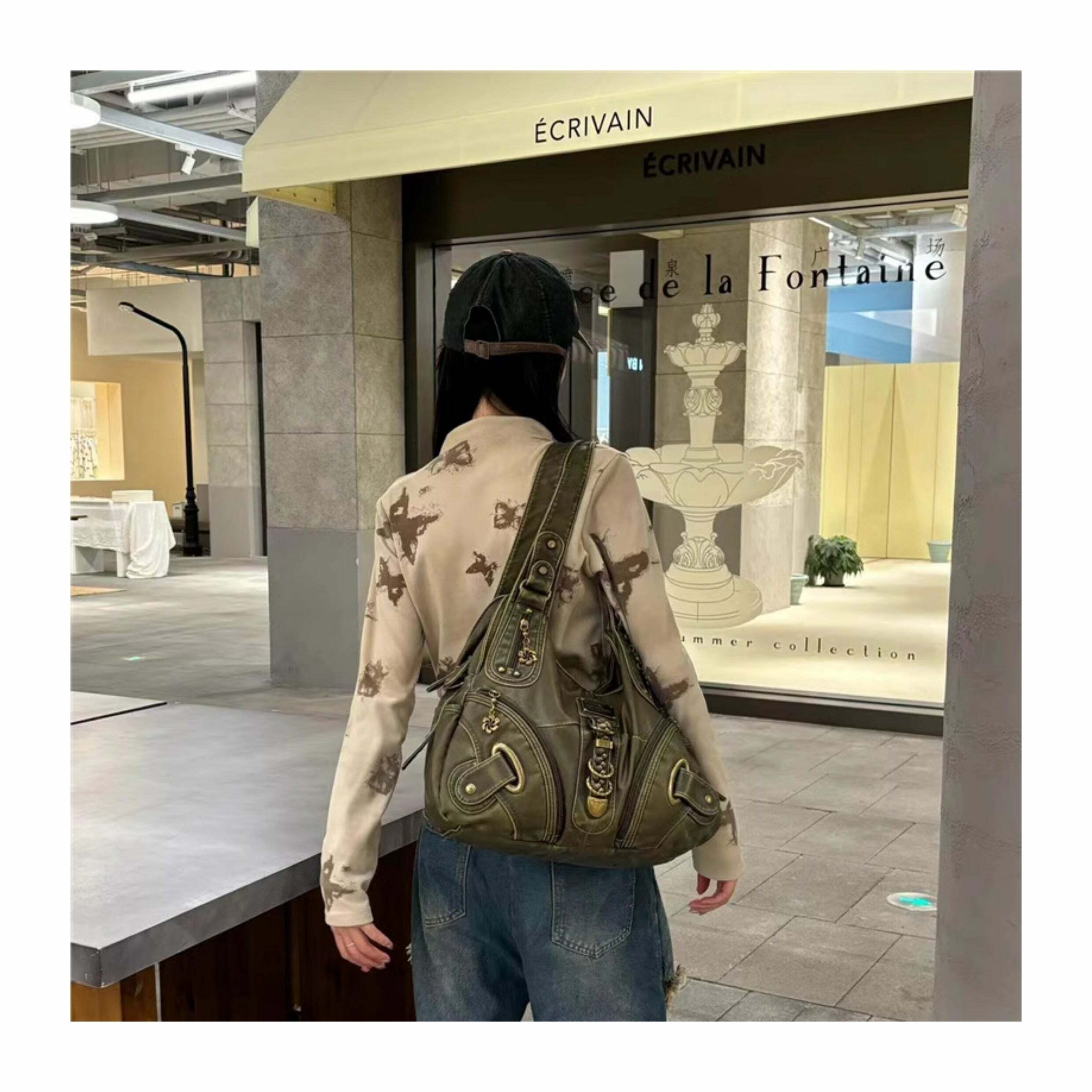 Lillyann Retro Green Shoulder Bag - Y2K Summer, 90s Fashion, Grunge, Pastel Goth, Y2K Popstar