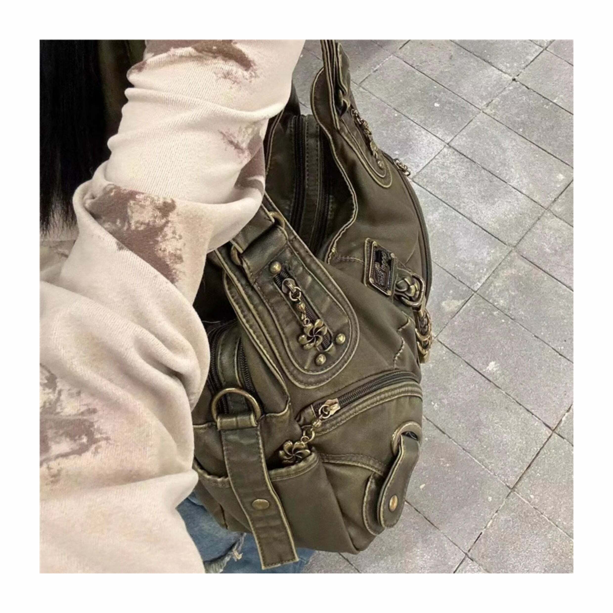 Lillyann Retro Green Shoulder Bag - Y2K Summer, 90s Fashion, Grunge, Pastel Goth, Y2K Popstar