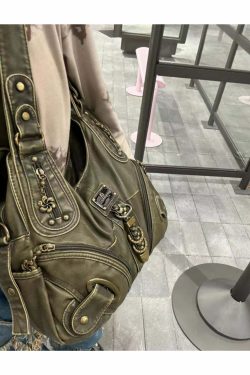 Lillyann Retro Green Shoulder Bag - Y2K Summer, 90s Fashion, Grunge, Pastel Goth, Y2K Popstar