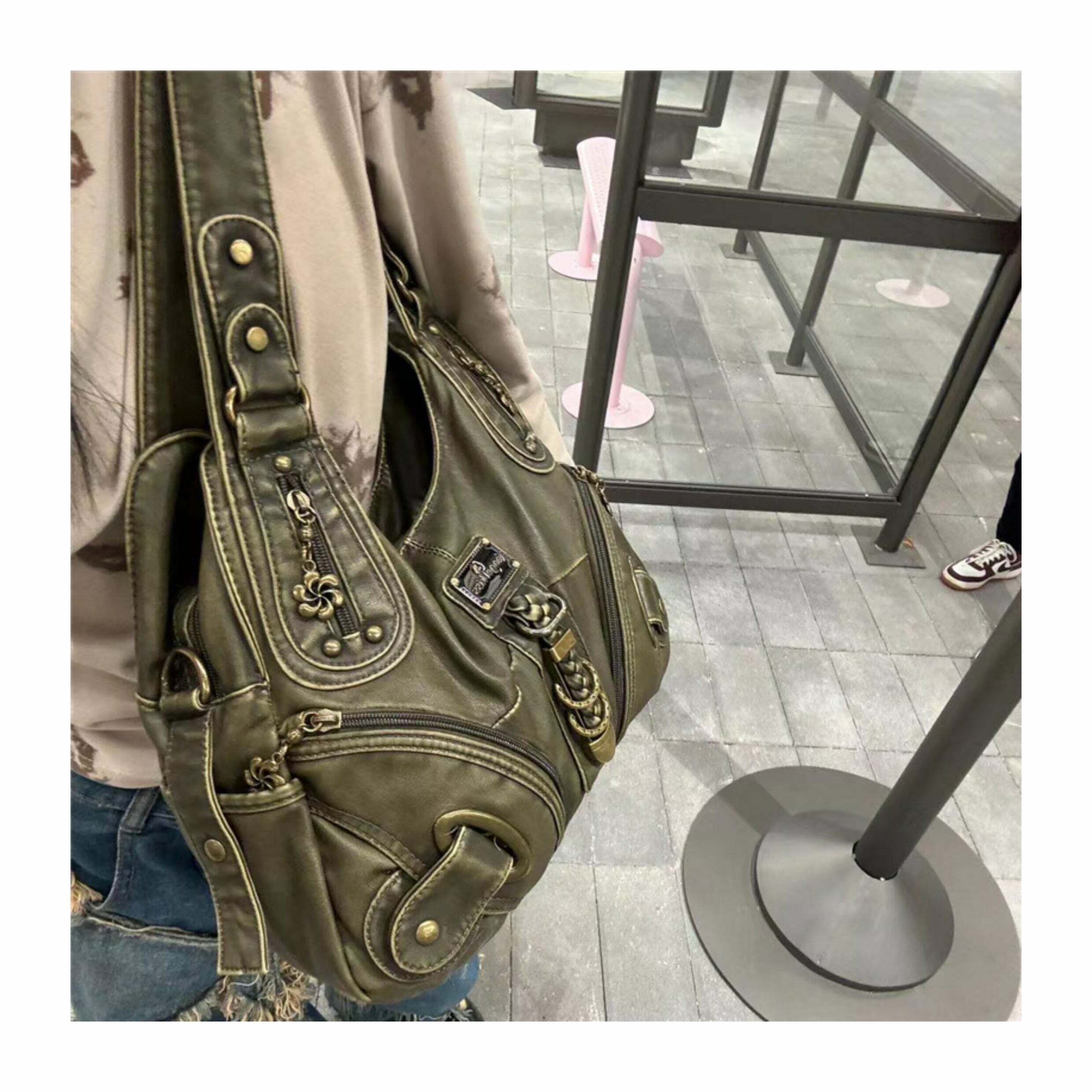 Lillyann Retro Green Shoulder Bag - Y2K Summer, 90s Fashion, Grunge, Pastel Goth, Y2K Popstar