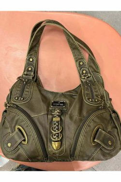 Lillyann Retro Green Shoulder Bag - Y2K Summer, 90s Fashion, Grunge, Pastel Goth, Y2K Popstar