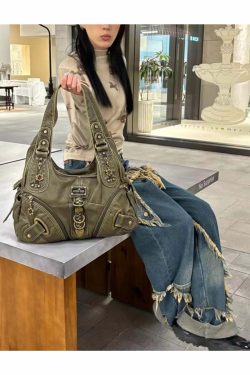Lillyann Retro Green Shoulder Bag - Y2K Summer, 90s Fashion, Grunge, Pastel Goth, Y2K Popstar