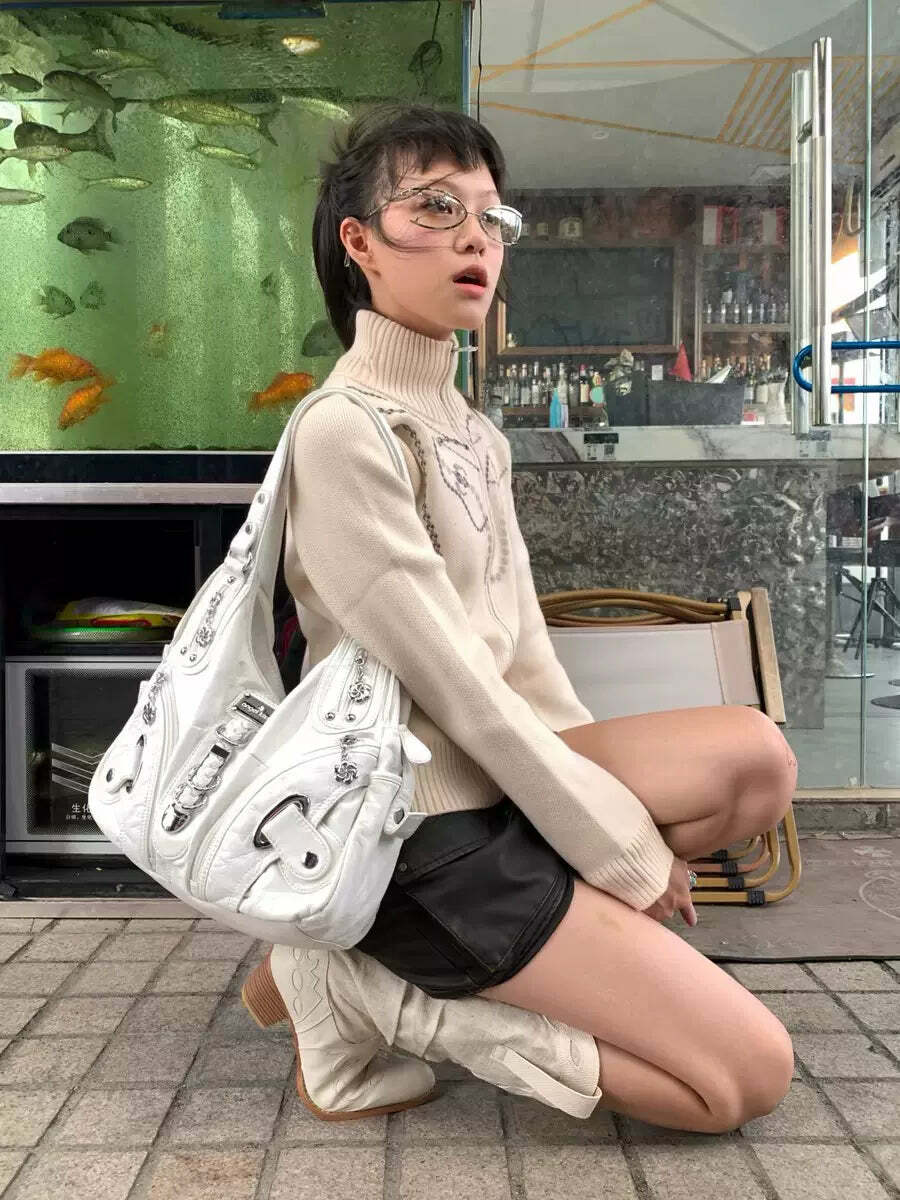 Lillyann Retro Shoulder Bag - Y2K Summer, 90s Grunge, Pastel Goth, Y2K Party & Club Outfits