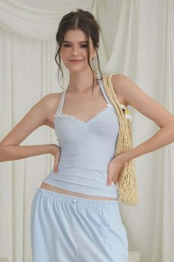 Linnea Lace Detailed Backless Top - Y2K Summer, 90s Fashion, Grunge, Retro, Pastel Goth