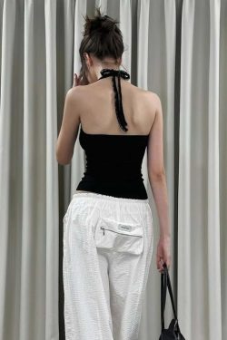 Linnea Lace Detailed Backless Top - Y2K Summer, 90s Fashion, Grunge, Retro, Pastel Goth