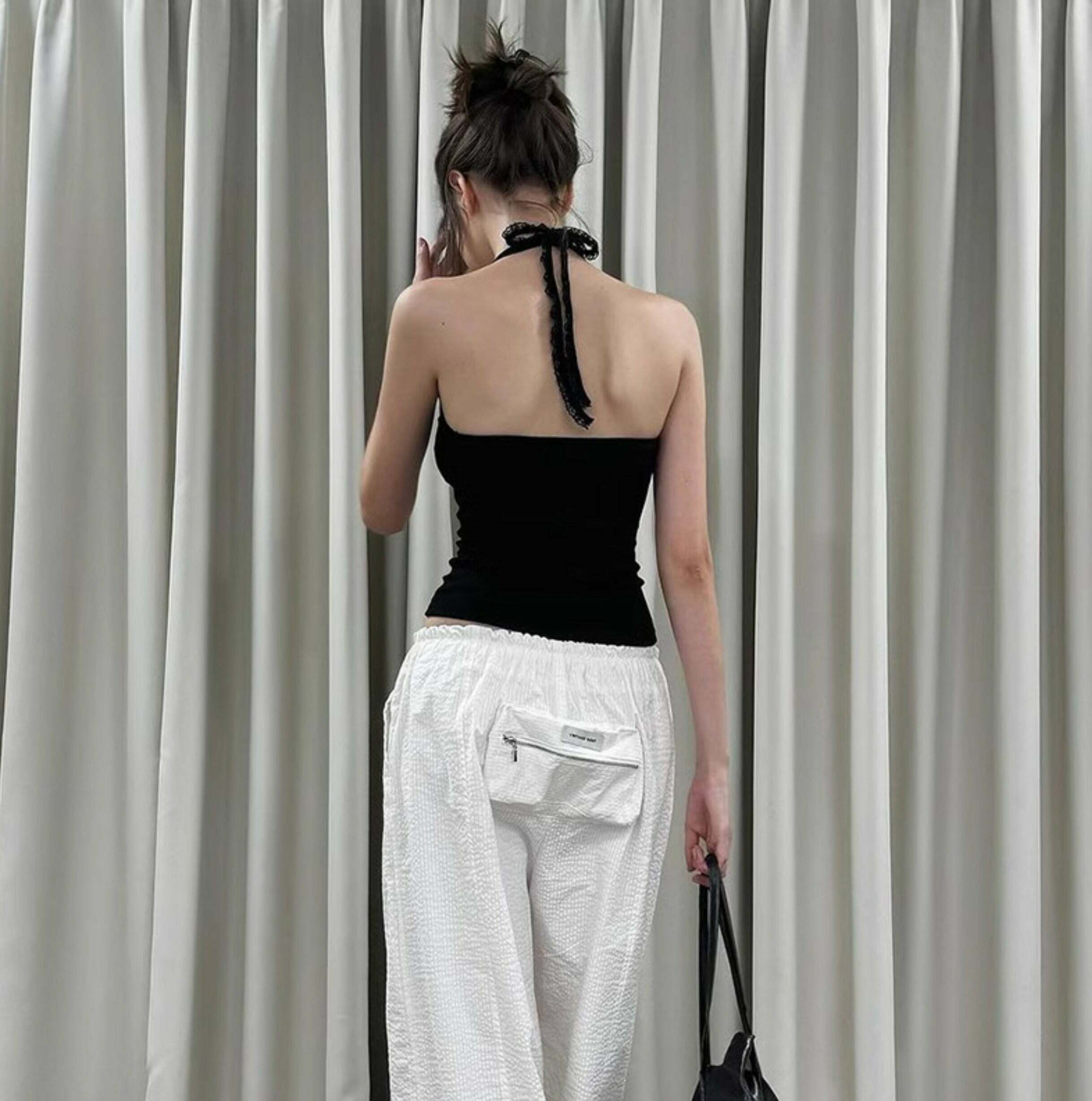 Linnea Lace Detailed Backless Top - Y2K Summer, 90s Fashion, Grunge, Retro, Pastel Goth