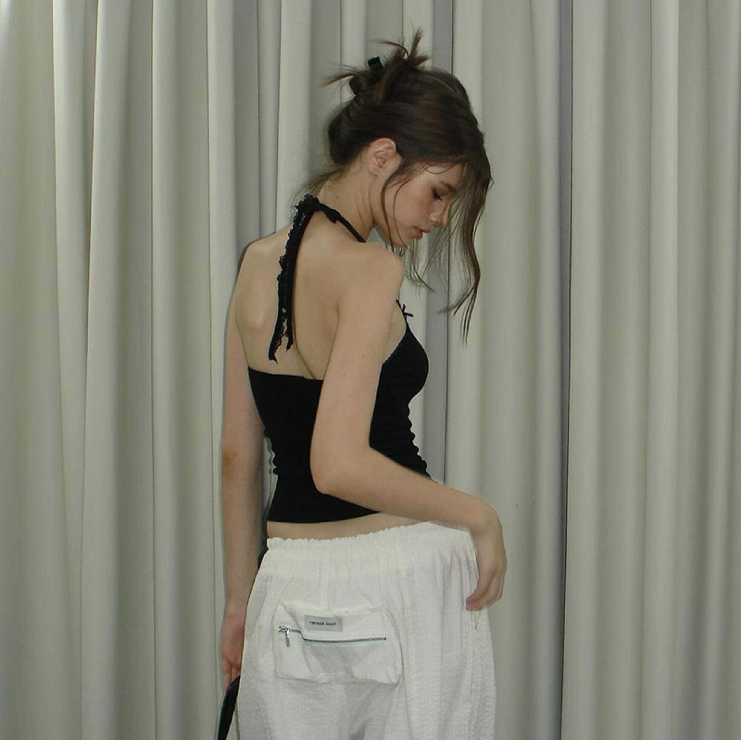 Linnea Lace Detailed Backless Top - Y2K Summer, 90s Fashion, Grunge, Retro, Pastel Goth