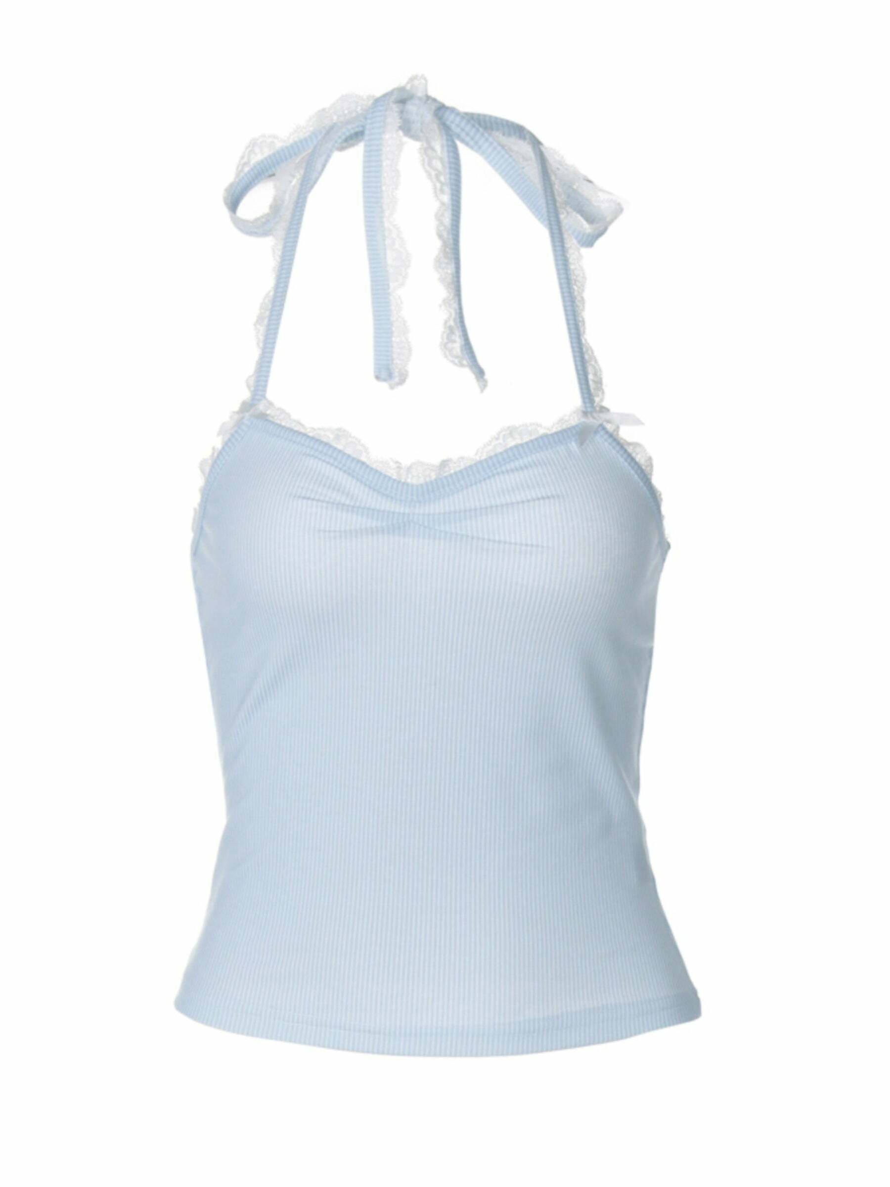 Linnea Lace Detailed Backless Top - Y2K Summer, 90s Fashion, Grunge, Retro, Pastel Goth