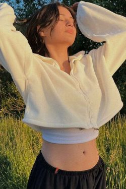 Liora Zipper Sweatshirt - Y2K Summer Grunge, 90s Retro, Pastel Goth, Y2K Club & Party Out