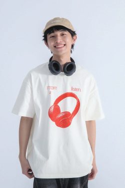 Listen More Tee - Y2K Summer Grunge, 90s Retro, Pastel Goth, Y2K Popstar & Club Outfits