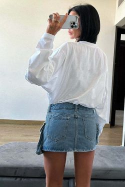 Liza Denim Mini Cargo Skirt - Y2K Summer Grunge, 90s Retro, Pastel Goth, Y2K Party Outfit