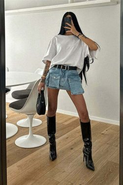 Liza Denim Mini Cargo Skirt - Y2K Summer Grunge, 90s Retro, Pastel Goth, Y2K Party Outfit