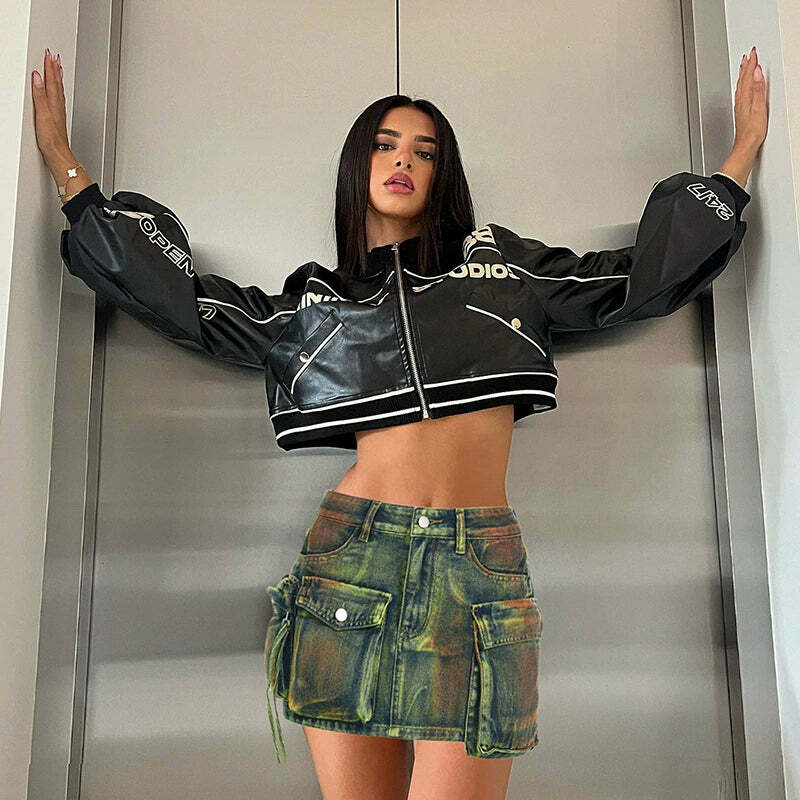 Liza Denim Mini Cargo Skirt - Y2K Summer Grunge, 90s Retro, Pastel Goth, Y2K Party Outfit