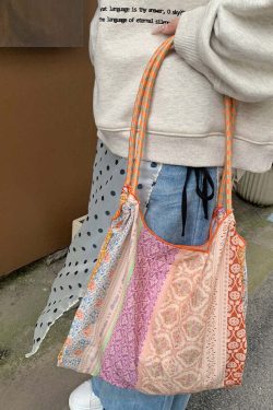 Lochlyn Printed Tote Bag - Y2K Summer & 90s Grunge Fashion, Retro Style, Pastel Goth Accessory