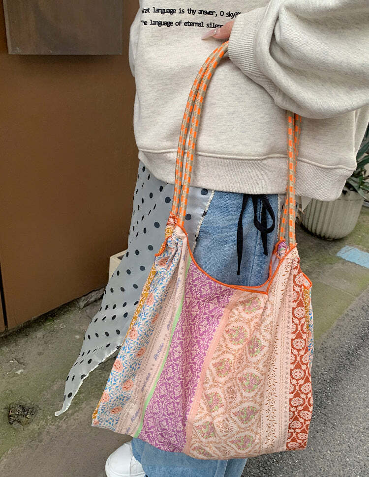 Lochlyn Printed Tote Bag - Y2K Summer & 90s Grunge Fashion, Retro Style, Pastel Goth Accessory