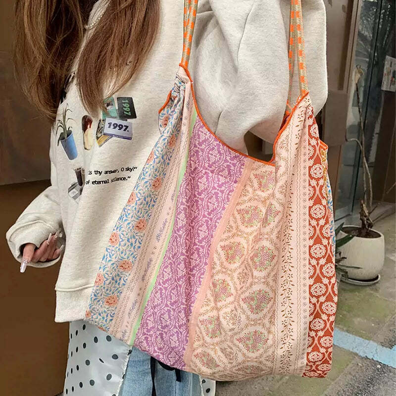 Lochlyn Printed Tote Bag - Y2K Summer & 90s Grunge Fashion, Retro Style, Pastel Goth Accessory