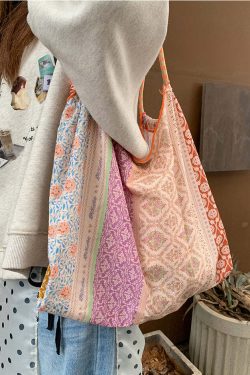 Lochlyn Printed Tote Bag - Y2K Summer & 90s Grunge Fashion, Retro Style, Pastel Goth Accessory