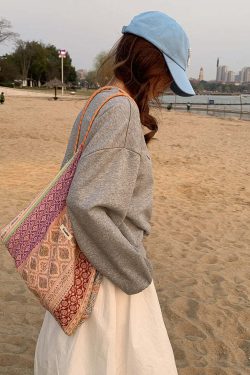 Lochlyn Printed Tote Bag - Y2K Summer & 90s Grunge Fashion, Retro Style, Pastel Goth Accessory