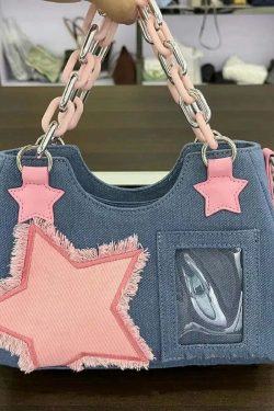 Lola Y2K Denim Baguette Handbag - Retro 90s Grunge, Y2K Summer & Party Outfits Accessory