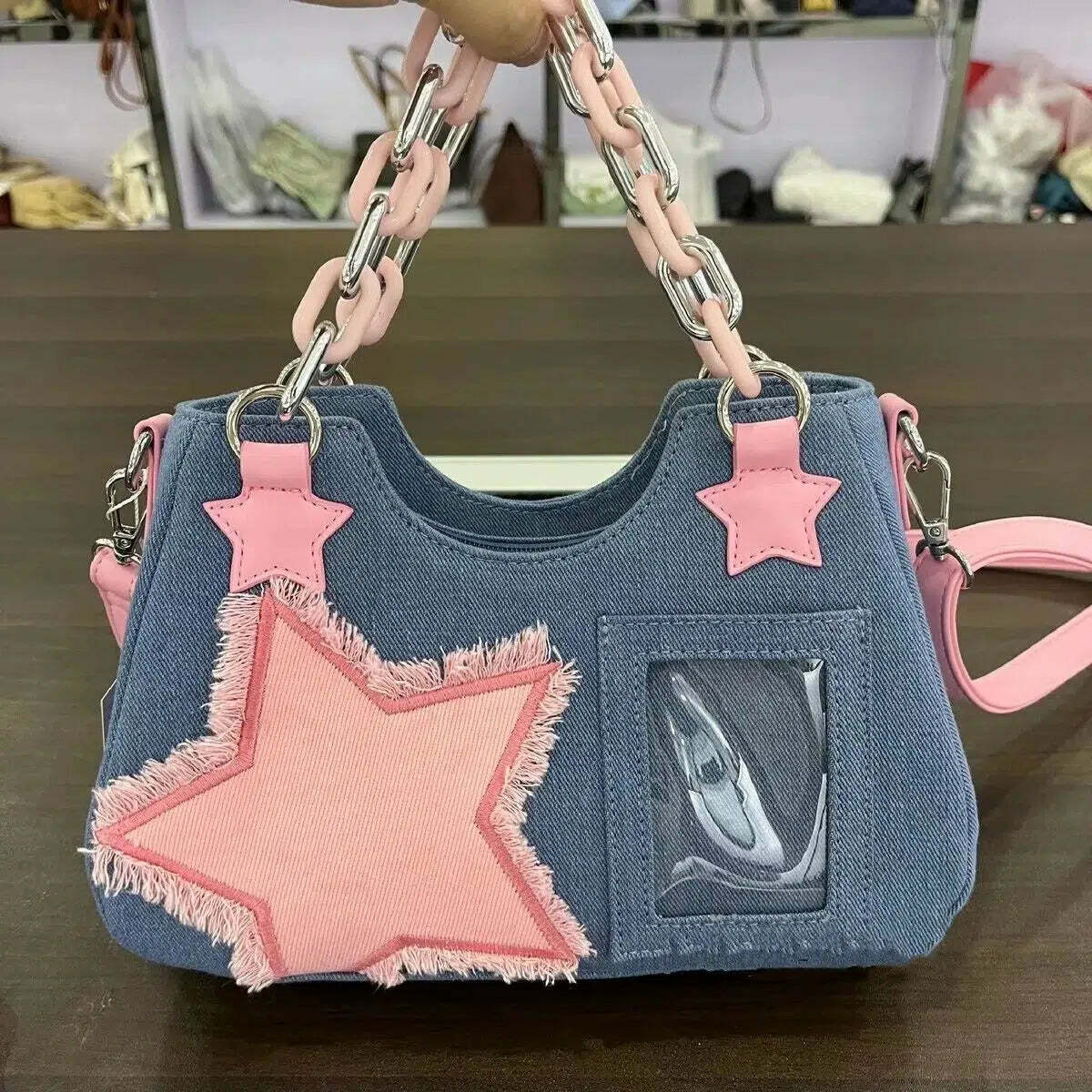 Lola Y2K Denim Baguette Handbag - Retro 90s Grunge, Y2K Summer & Party Outfits Accessory