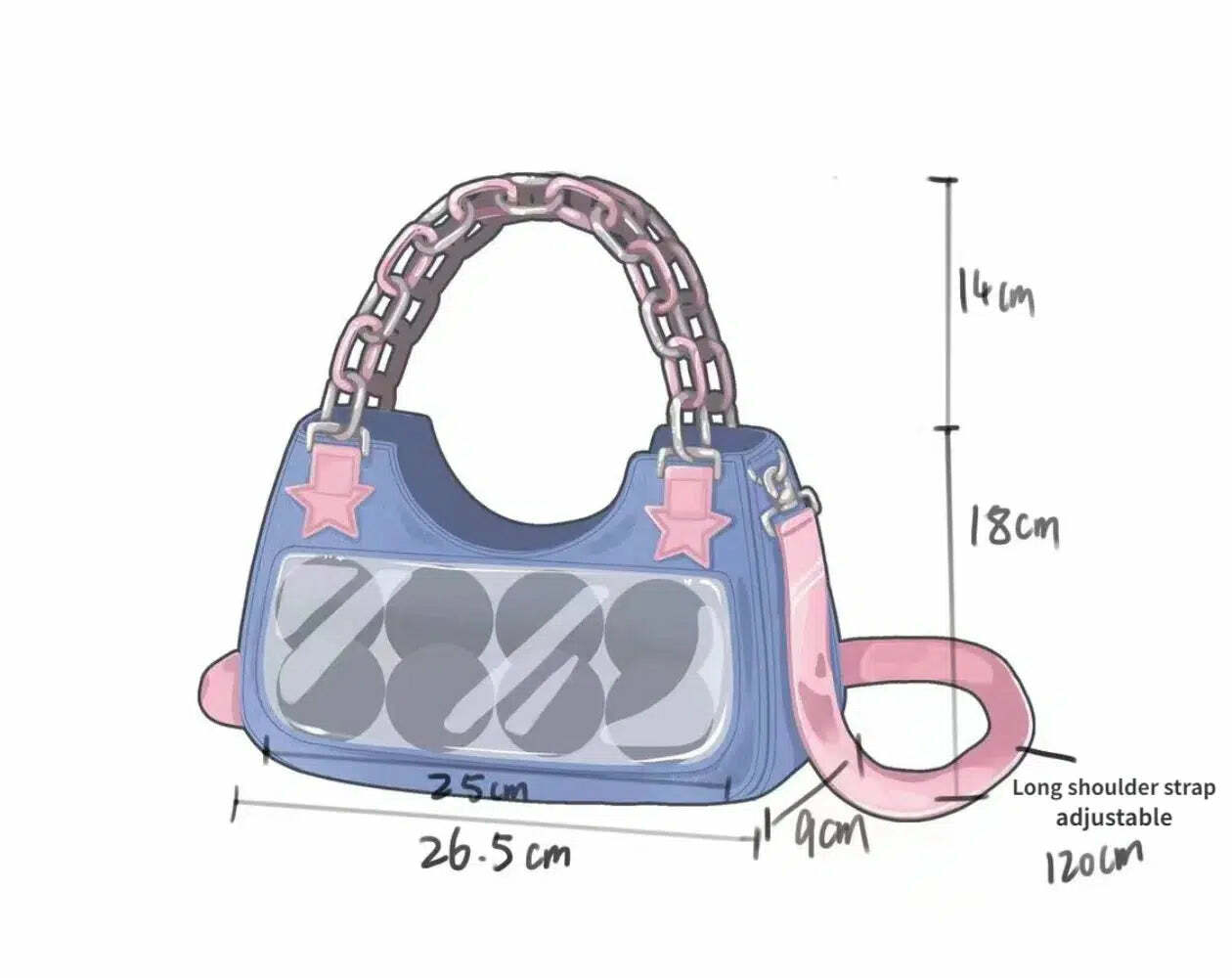 Lola Y2K Denim Baguette Handbag - Retro 90s Grunge, Y2K Summer & Party Outfits Accessory