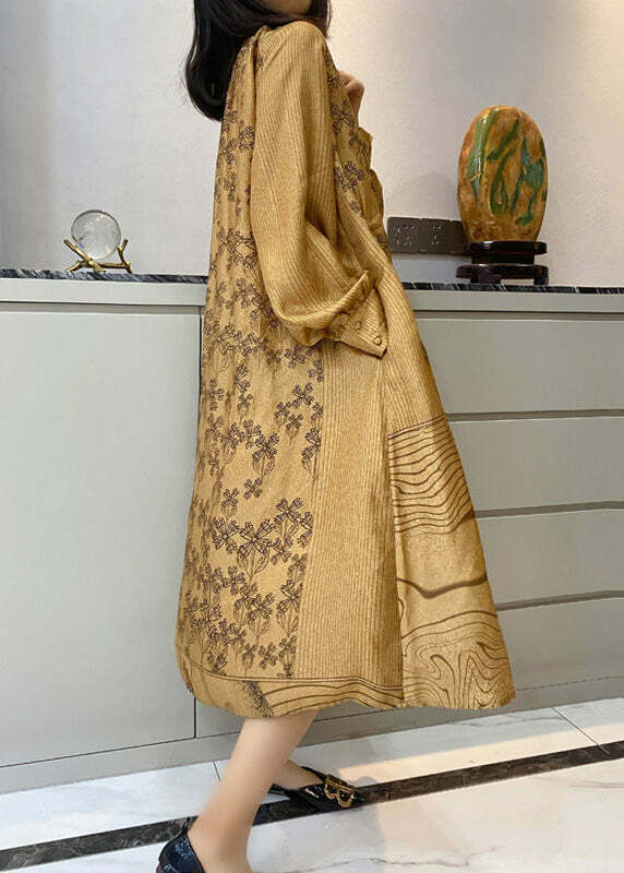 Loose Champagne Silk Dress with Pockets - Y2K Summer, 90s Grunge, Retro Party Outfit