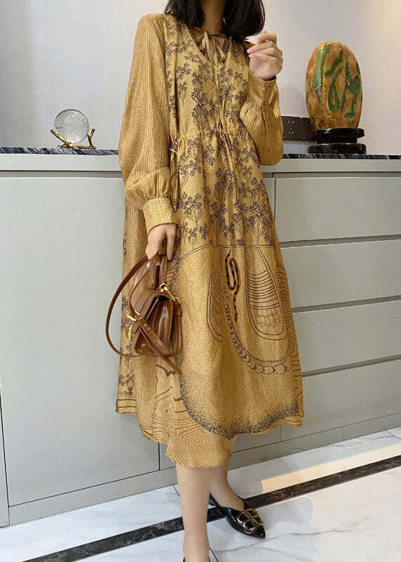 Loose Champagne Silk Dress with Pockets - Y2K Summer, 90s Grunge, Retro Party Outfit