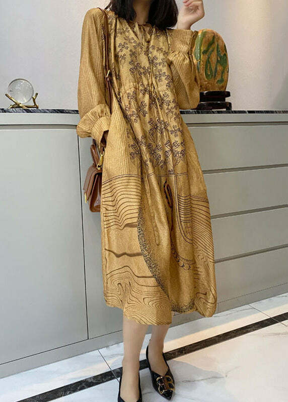 Loose Champagne Silk Dress with Pockets - Y2K Summer, 90s Grunge, Retro Party Outfit