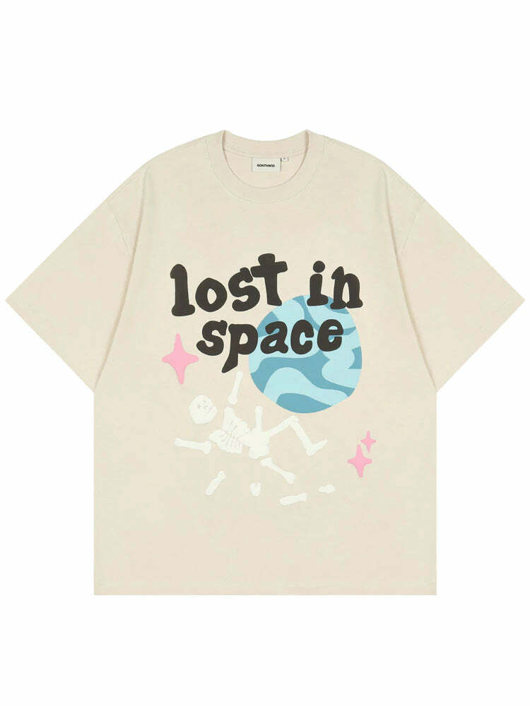 Lost In Space' Oversized Tee - Y2K Summer, 90s Grunge, Retro Goth, Baby Tees, Y2K