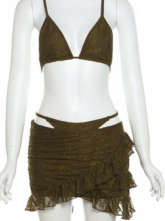 Lottie Bikini Set - Y2K Summer & 90s Grunge Outfit, Retro Beachwear, Pastel Goth Swimwear