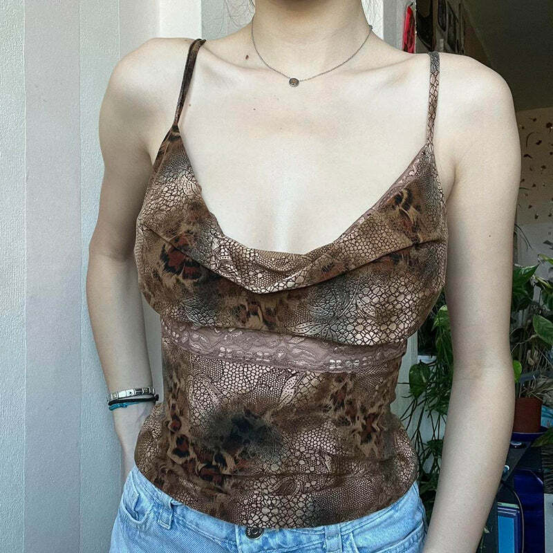 Lottie Lace Cowl Neck Top - Y2K Summer, 90s Fashion, Grunge, Retro, Pastel Goth, Y2K