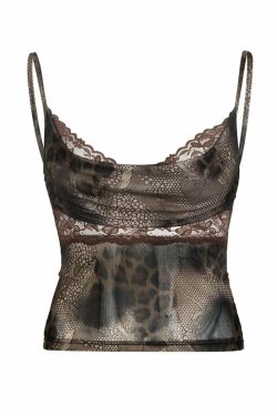 Lottie Lace Cowl Neck Top - Y2K Summer, 90s Fashion, Grunge, Retro, Pastel Goth, Y2K