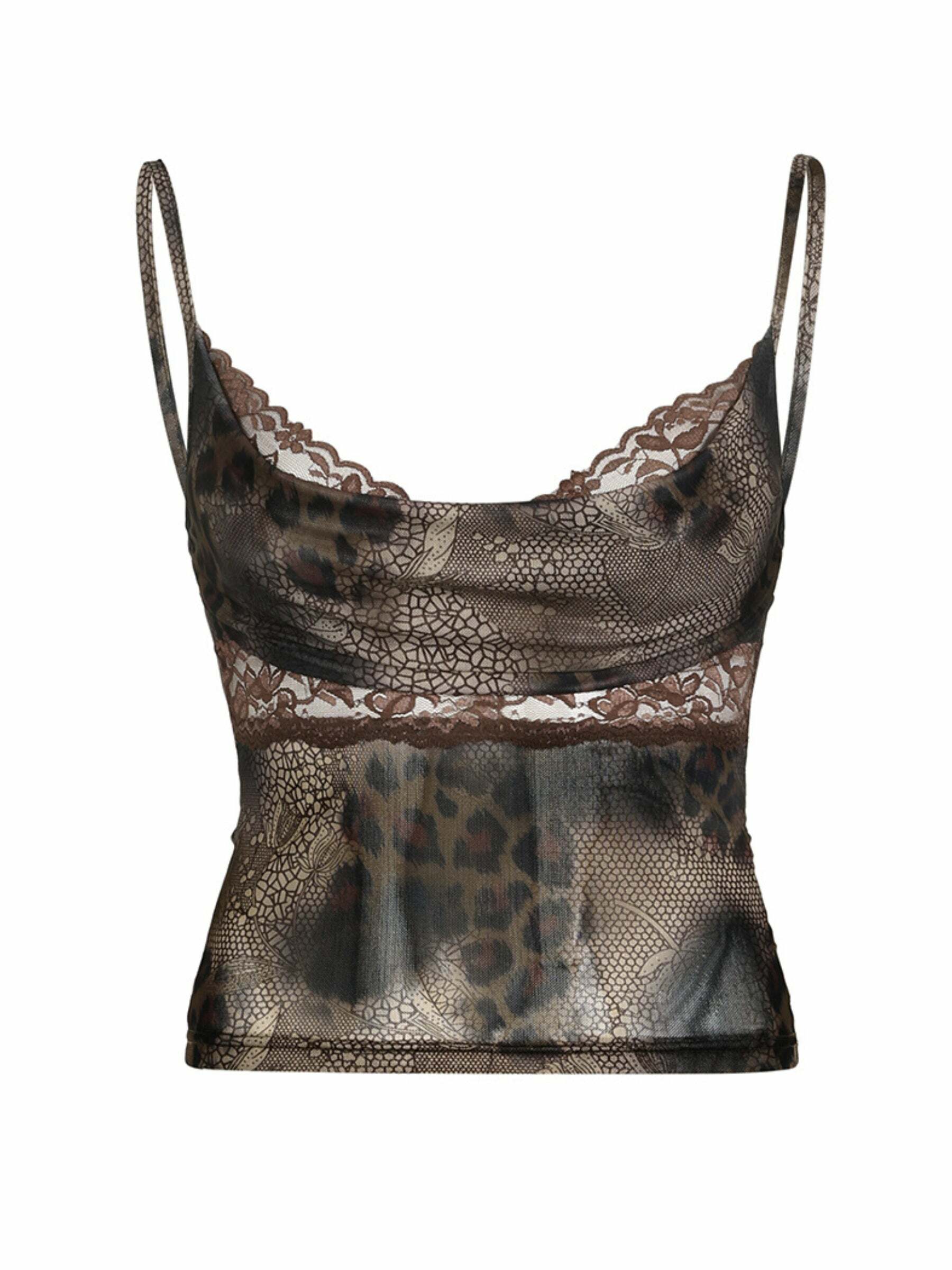 Lottie Lace Cowl Neck Top - Y2K Summer, 90s Fashion, Grunge, Retro, Pastel Goth, Y2K