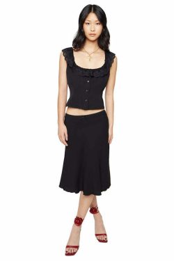 Louise Satin Midi Skirt Set - Y2K Summer, 90s Fashion, Grunge, Retro, Pastel Goth, Y2K