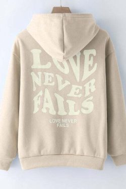 Love Never Fails Aesthetic Hoodie - Y2K Summer Grunge, 90s Retro, Pastel Goth, Y2K Club Outfit