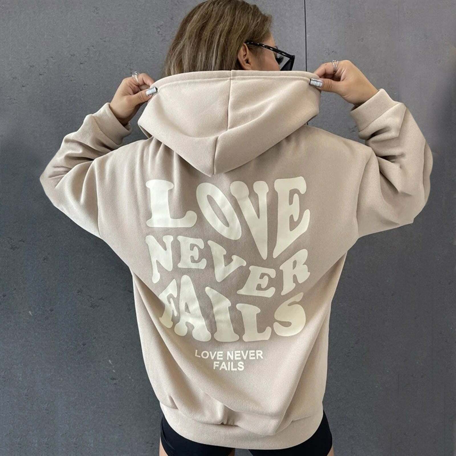 Love Never Fails Aesthetic Hoodie - Y2K Summer Grunge, 90s Retro, Pastel Goth, Y2K Club Outfit