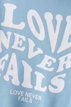Love Never Fails Aesthetic Hoodie - Y2K Summer Grunge, 90s Retro, Pastel Goth, Y2K Club Outfit
