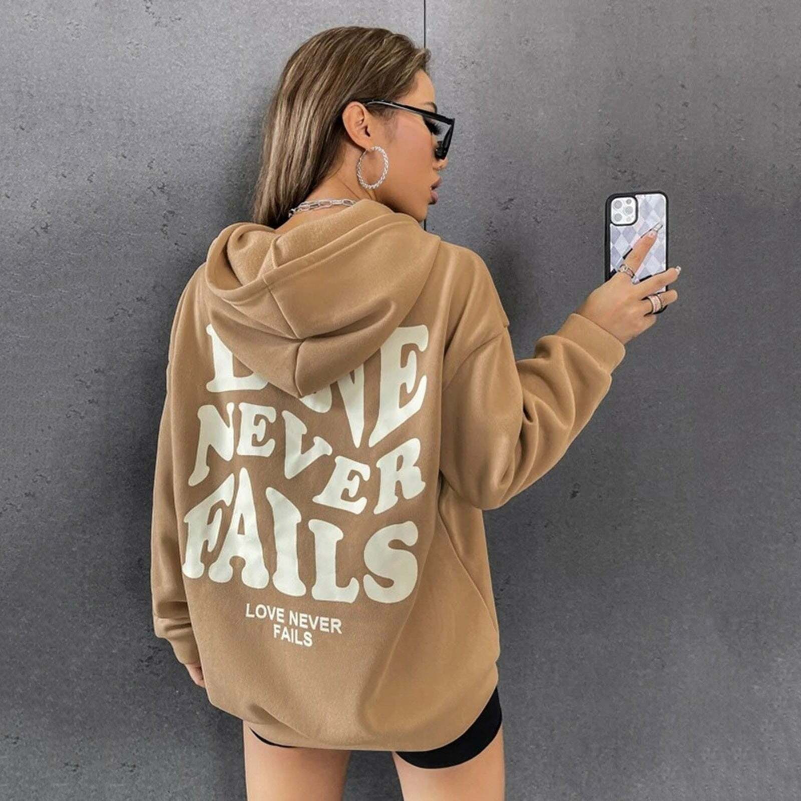 Love Never Fails Aesthetic Hoodie - Y2K Summer Grunge, 90s Retro, Pastel Goth, Y2K Club Outfit