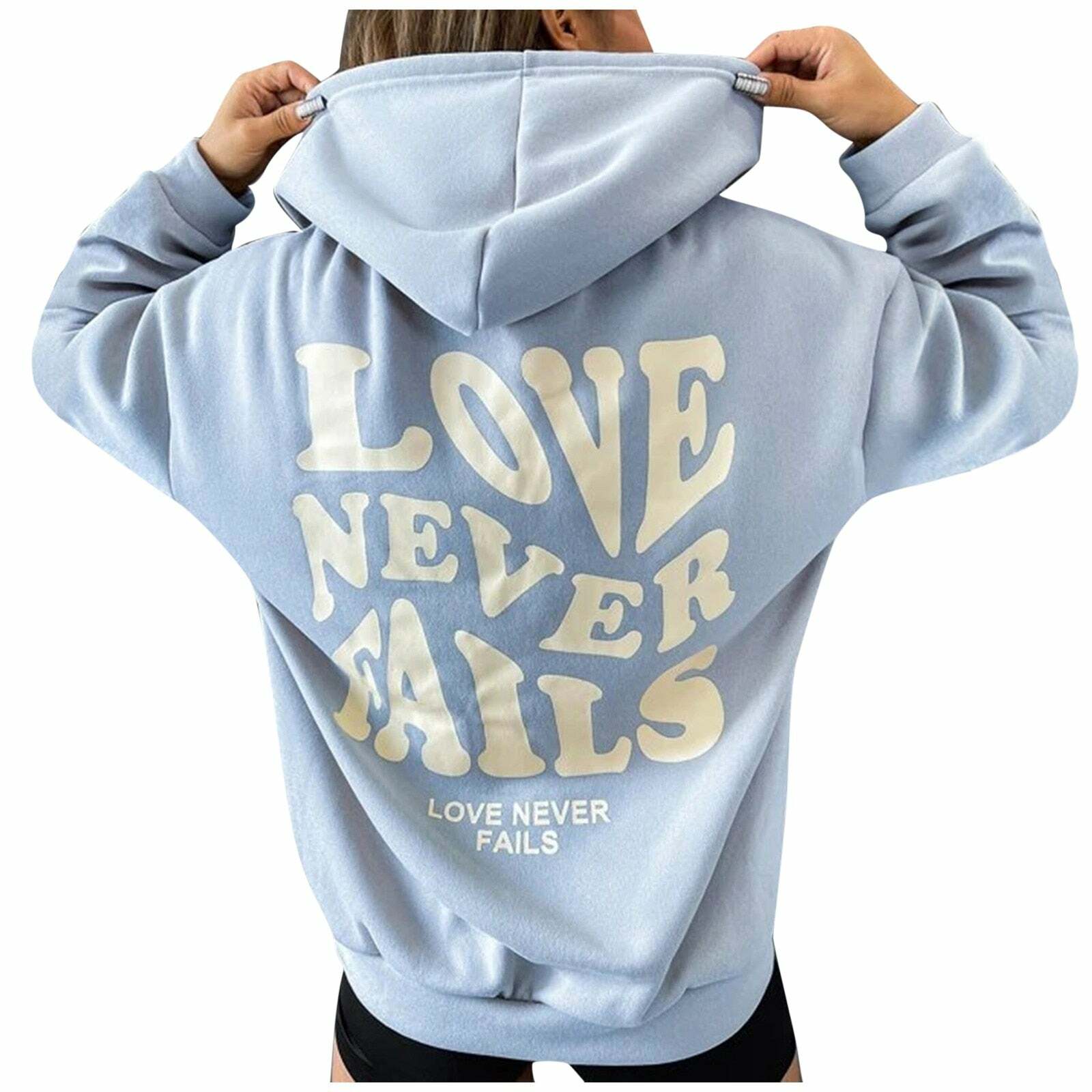 Love Never Fails Aesthetic Hoodie - Y2K Summer Grunge, 90s Retro, Pastel Goth, Y2K Club Outfit