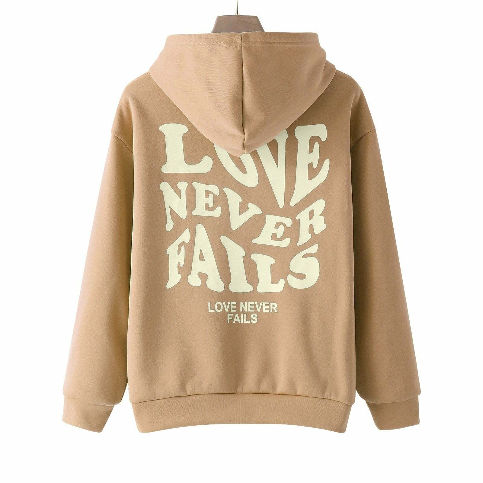 Love Never Fails Aesthetic Hoodie - Y2K Summer Grunge, 90s Retro, Pastel Goth, Y2K Club Outfit