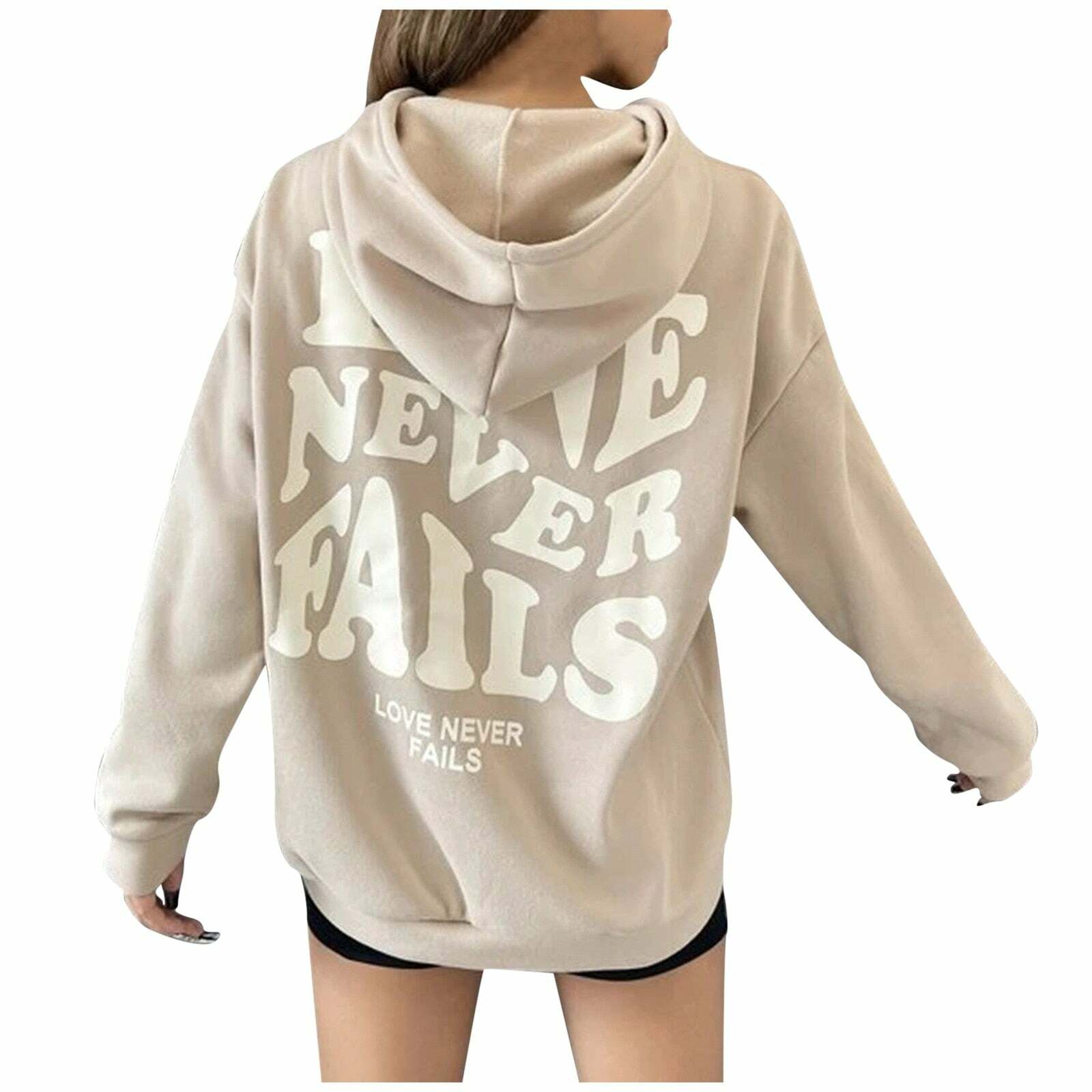 Love Never Fails Aesthetic Hoodie - Y2K Summer Grunge, 90s Retro, Pastel Goth, Y2K Club Outfit