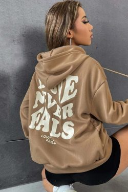 Love Never Fails Aesthetic Hoodie - Y2K Summer Grunge, 90s Retro, Pastel Goth, Y2K Club Outfit
